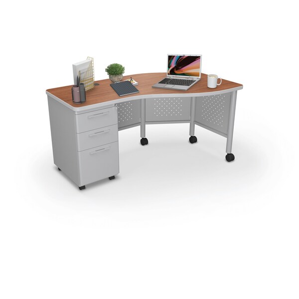 Instructor Desk Left 29.8"H x 60"W x 36.3"D Amber Cherry